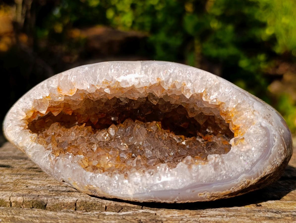Polished Banded Agate with Crystalline Geodes x 2 From Maintirano, Madagascar