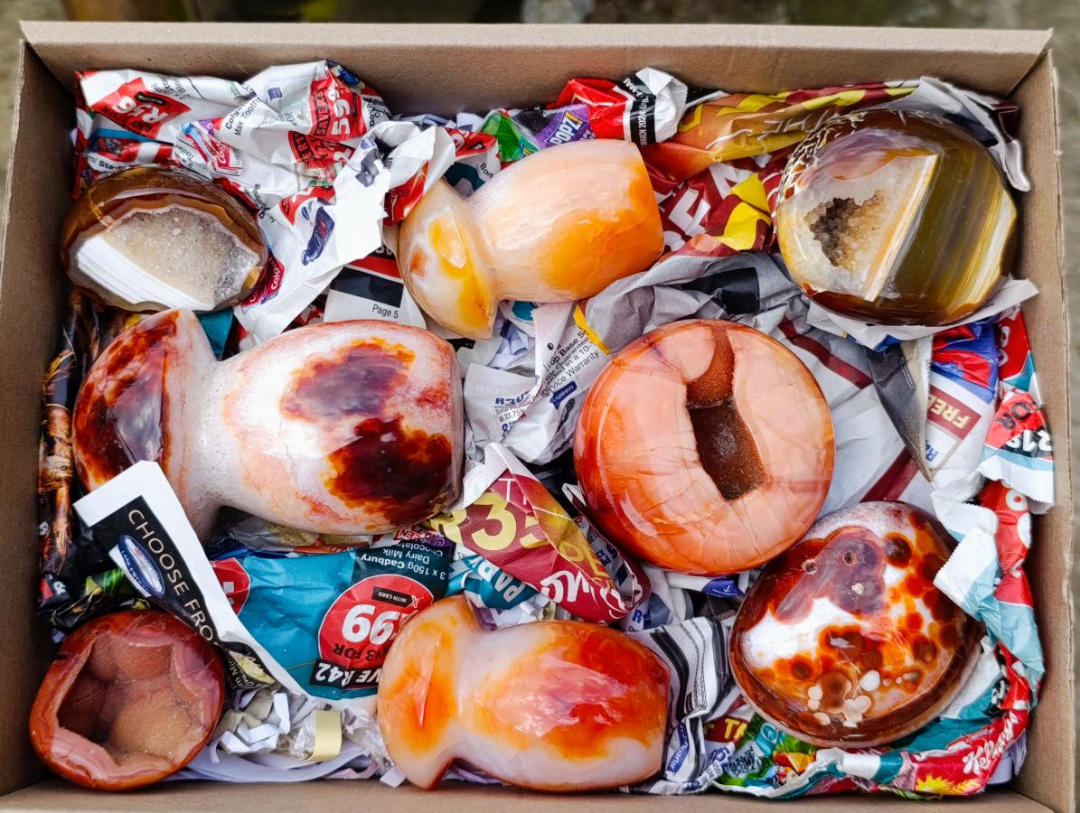 Polished Mixed Carnelian Agate Gemstone Pieces x 8 From Madagascar