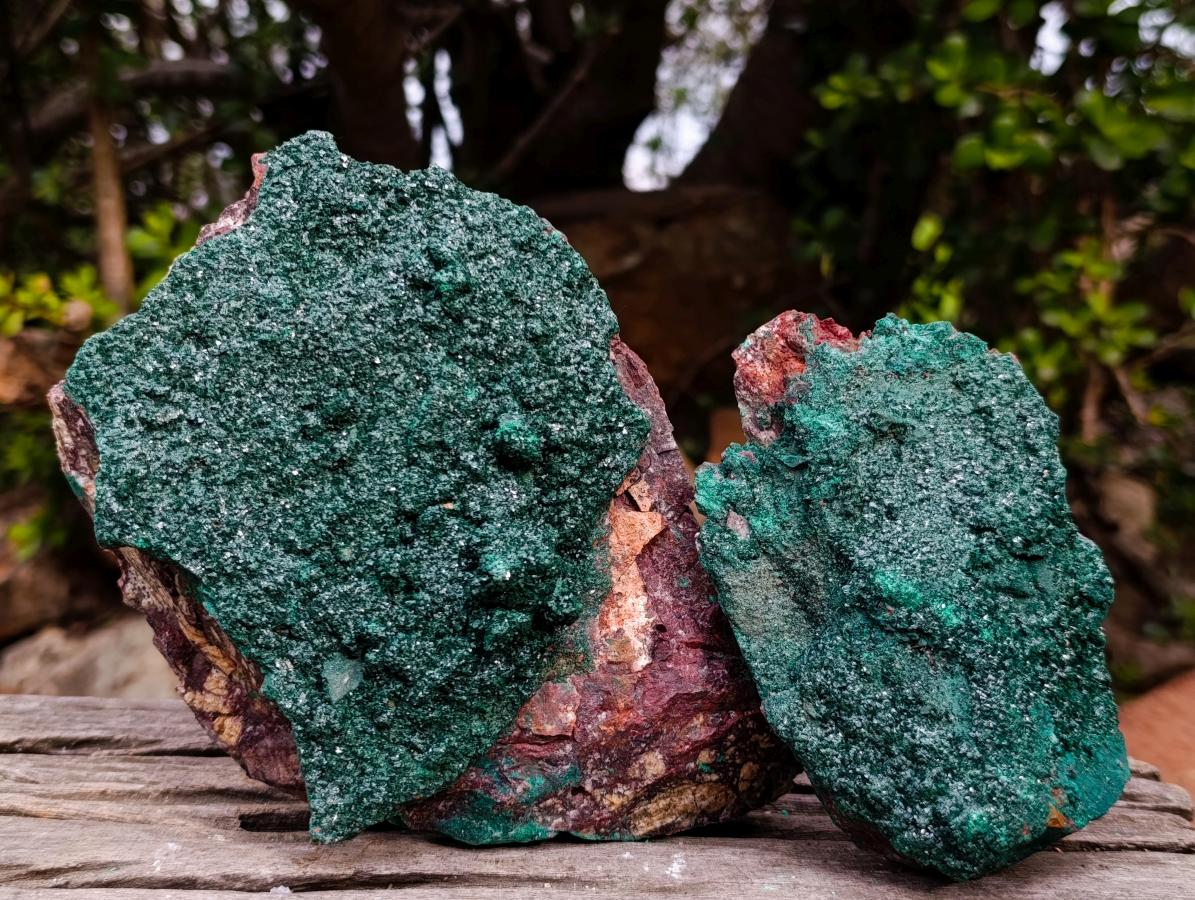 Natural Large Crystalline Malachite Specimens on Dolomite x 2 From Tenke Fungurume, Congo - Toprock Gemstones and Minerals 