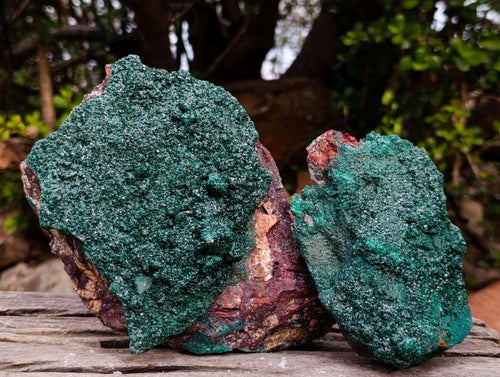 Natural Large Crystalline Malachite Specimens on Dolomite x 2 From Tenke Fungurume, Congo - Toprock Gemstones and Minerals 