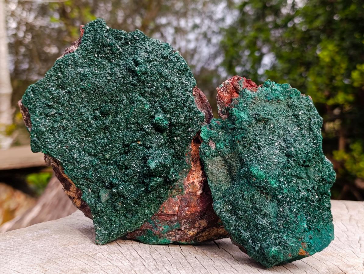Natural Large Crystalline Malachite Specimens on Dolomite x 2 From Tenke Fungurume, Congo - Toprock Gemstones and Minerals 