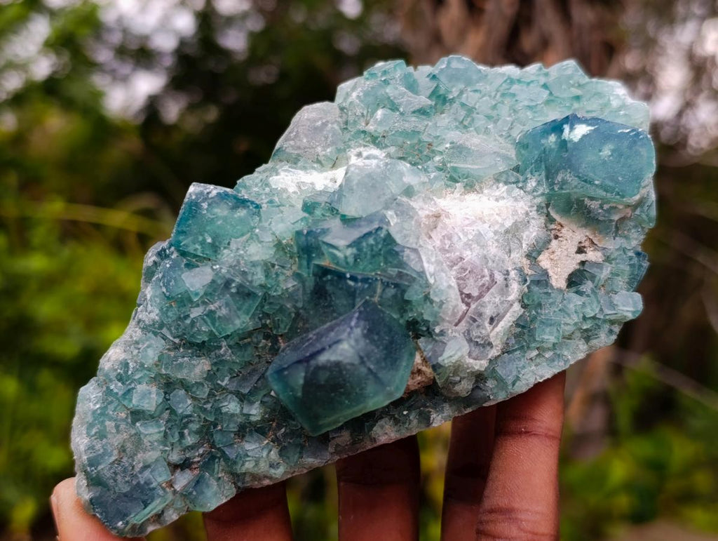 Natural Green Cubic Fluorite Specimens x 2 From Mandrosonoro, Madagascar