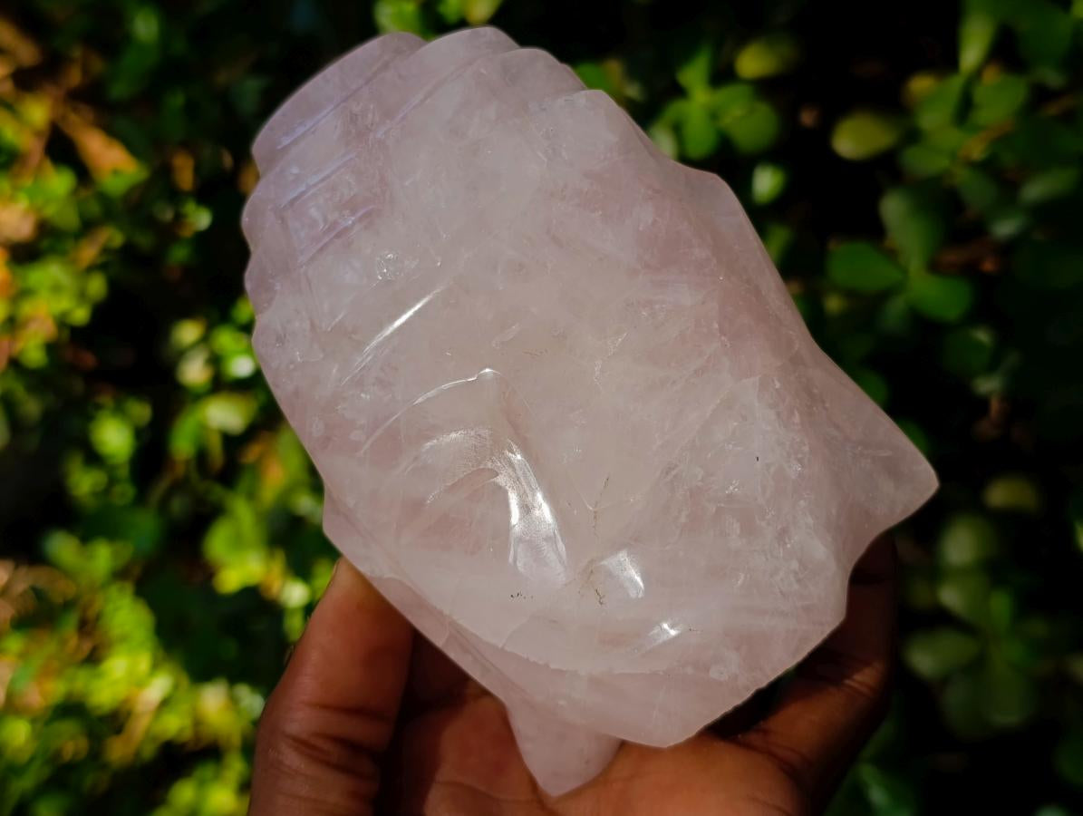 Polished Buddha Head Rose Quartz Carving x 3 From Madagascar - Toprock Gemstones and Minerals 