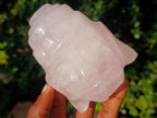 Polished Buddha Head Rose Quartz Carving x 3 From Madagascar - Toprock Gemstones and Minerals 