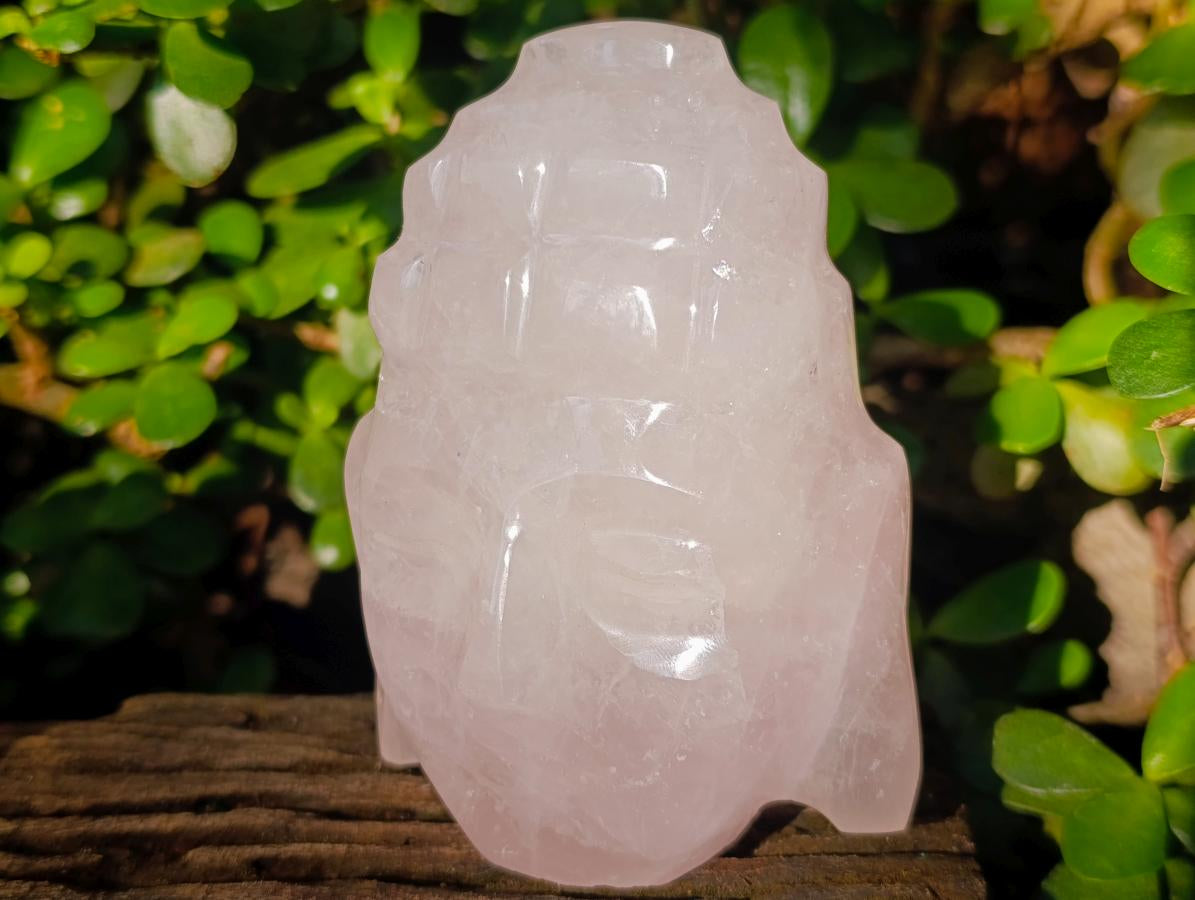 Polished Buddha Head Rose Quartz Carving x 3 From Madagascar - Toprock Gemstones and Minerals 