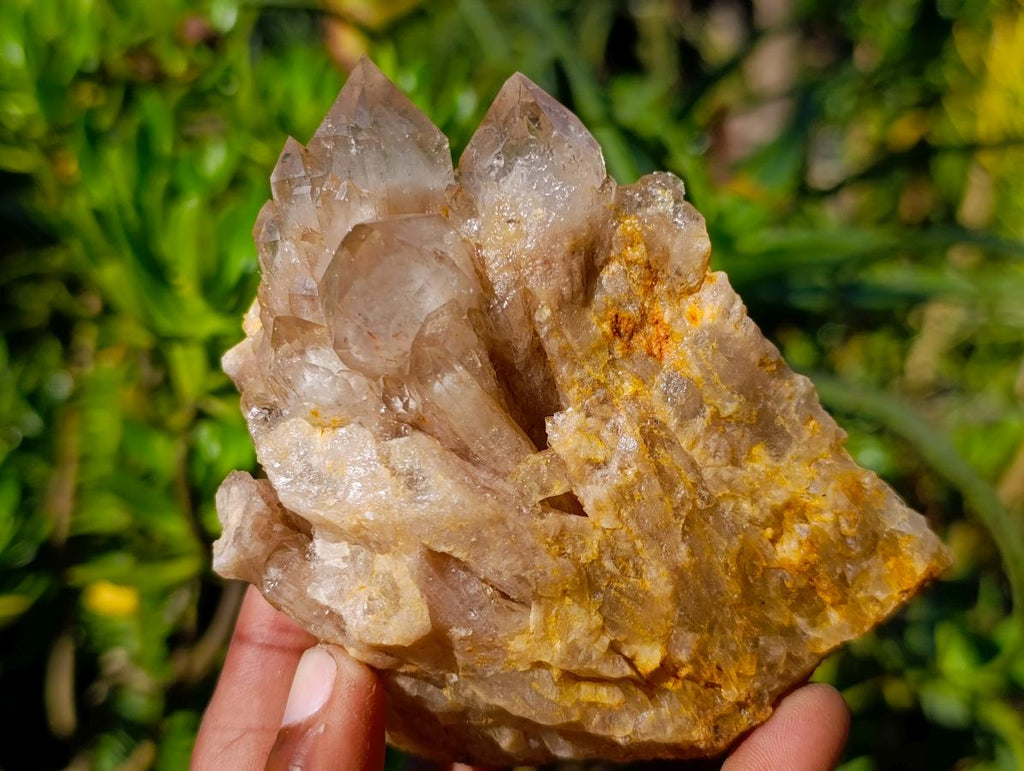 Natural Cascading White Phantom Smokey Luena Quartz Clusters x 2 From Luena, Congo - Toprock Gemstones and Minerals 