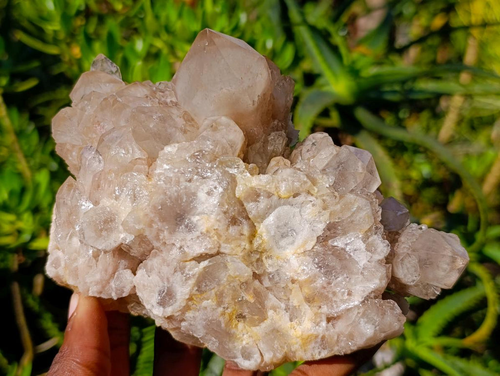 Natural Cascading White Phantom Smokey Luena Quartz Clusters x 2 From Luena, Congo - Toprock Gemstones and Minerals 