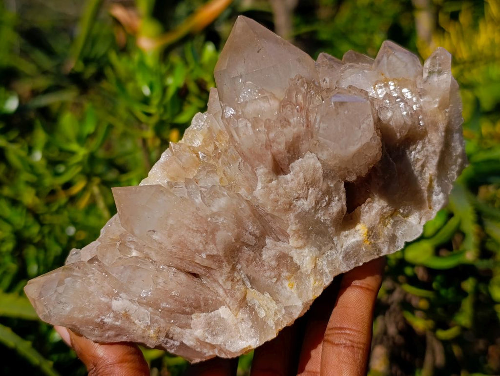 Natural Cascading White Phantom Smokey Luena Quartz Clusters x 2 From Luena, Congo - Toprock Gemstones and Minerals 