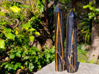 Polished Large Double Terminated Golden Tigers Eye Crystals x 2 From Prieska, South Africa - Toprock Gemstones and Minerals 