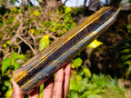 Polished Large Double Terminated Golden Tigers Eye Crystals x 2 From Prieska, South Africa - Toprock Gemstones and Minerals 