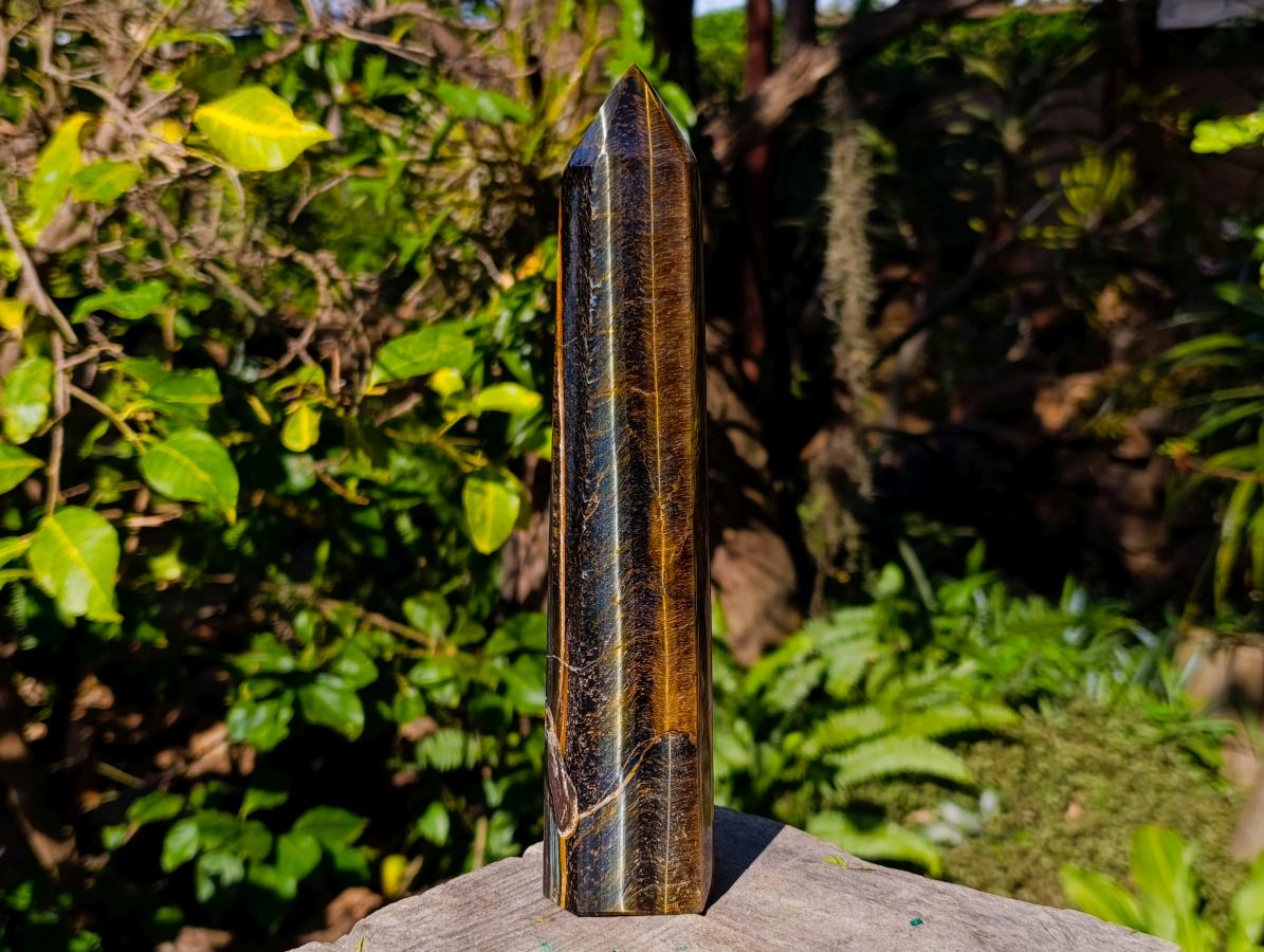 Polished Large Double Terminated Golden Tigers Eye Crystals x 2 From Prieska, South Africa - Toprock Gemstones and Minerals 