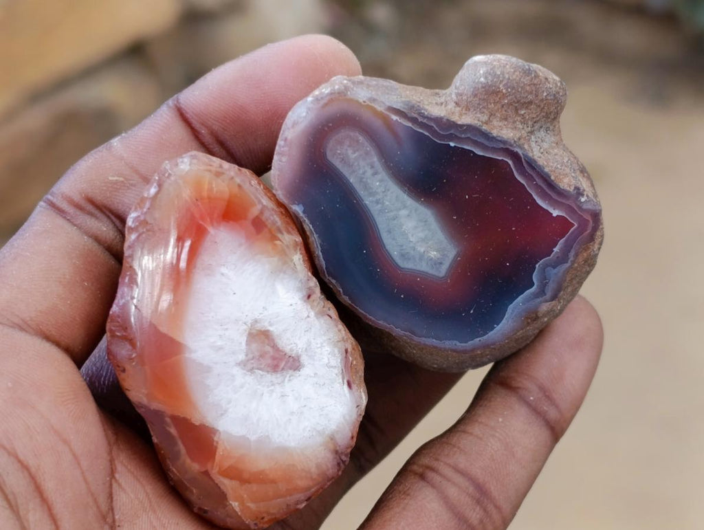 Polished One Side Red Shashe River Agate Nodules x 35 From Shashe River, Zimbabwe - Toprock Gemstones and Minerals 