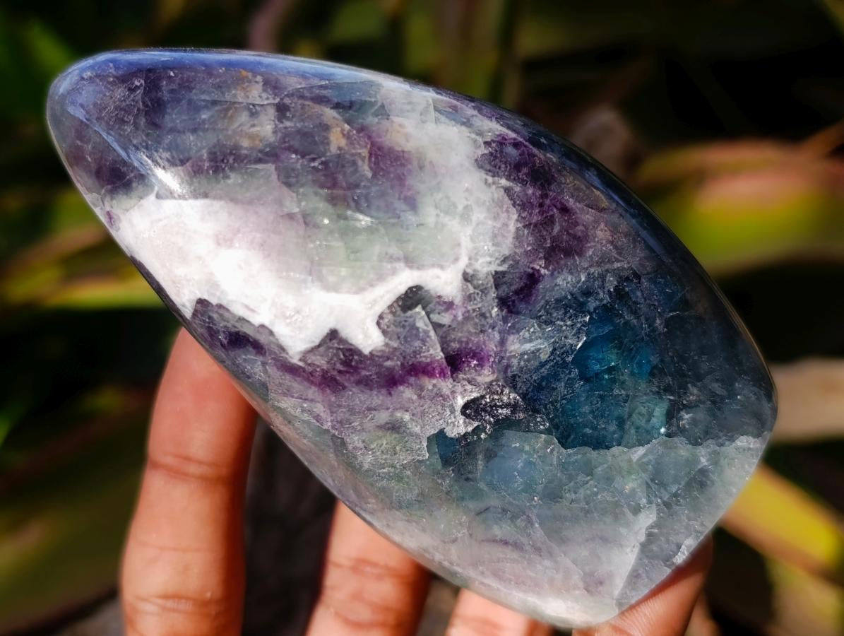 Polished Watermelon Fluorite Standing Display Pieces x 3 From Uis, Namibia - Toprock Gemstones and Minerals 