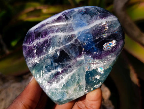 Polished Watermelon Fluorite Standing Display Pieces x 3 From Uis, Namibia - Toprock Gemstones and Minerals 