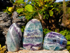 Polished Watermelon Fluorite Standing Display Pieces x 3 From Uis, Namibia - Toprock Gemstones and Minerals 