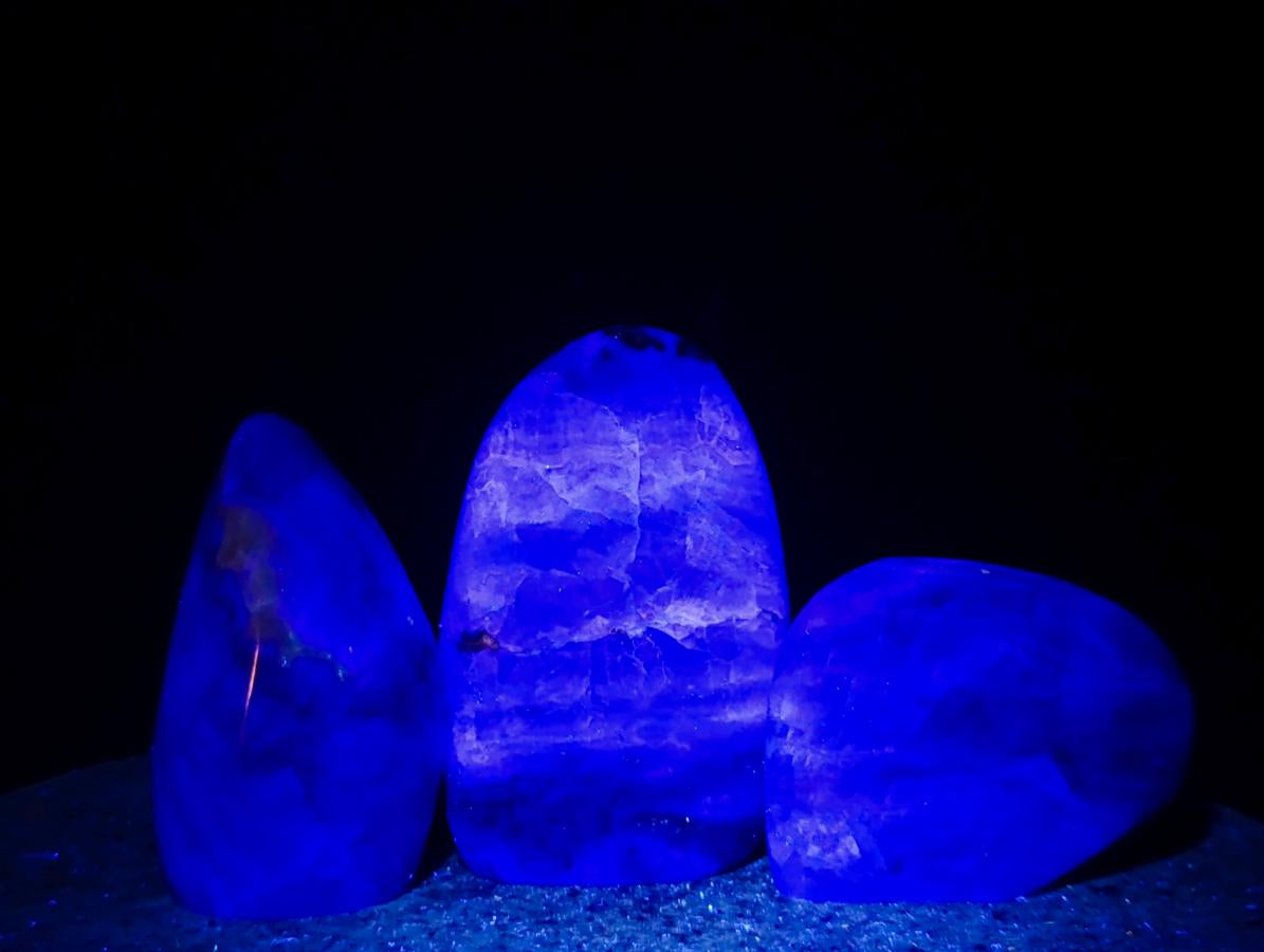 Polished Watermelon Fluorite Standing Display Pieces x 3 From Uis, Namibia - Toprock Gemstones and Minerals 