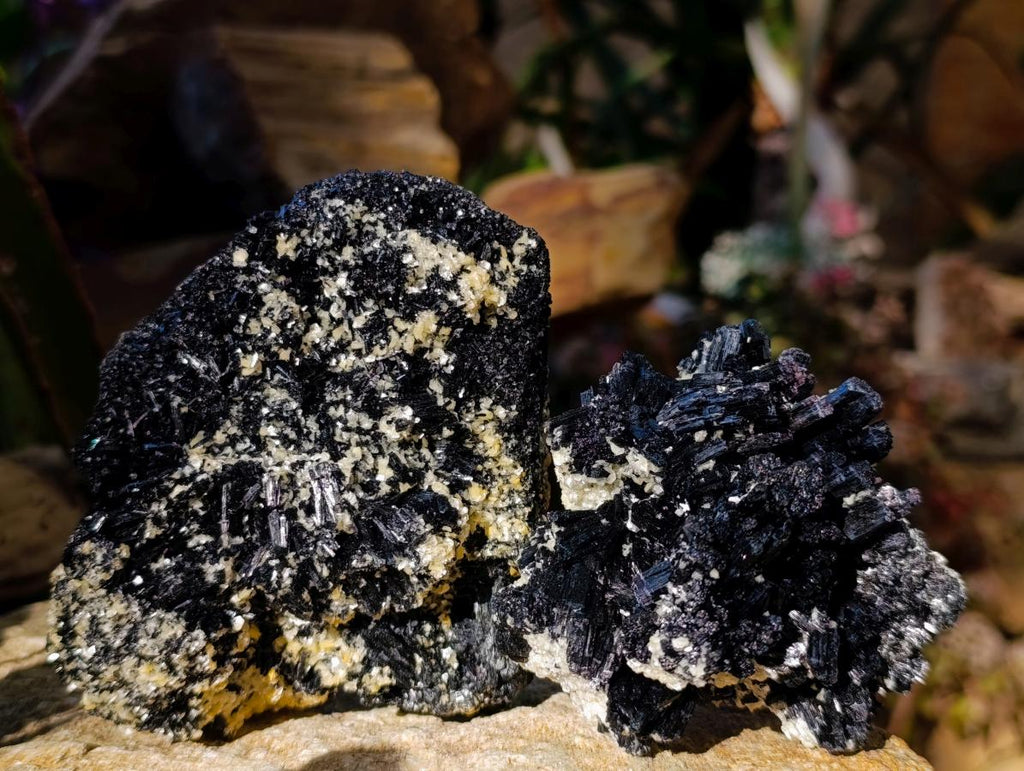 Natural Schorl Black Tourmaline Specimens with Muscovite Mica x 3 From Erongo, Namibia - Toprock Gemstones and Minerals 
