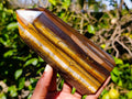 Polished Golden Tigers Eye Standing Display Points x 2 From Prieska, South Africa - Toprock Gemstones and Minerals 