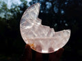 Hand Made Gemmy Rose Quartz Crescent Moon Carvings x 4 From Madagascar