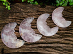 Hand Made Gemmy Rose Quartz Crescent Moon Carvings x 4 From Madagascar