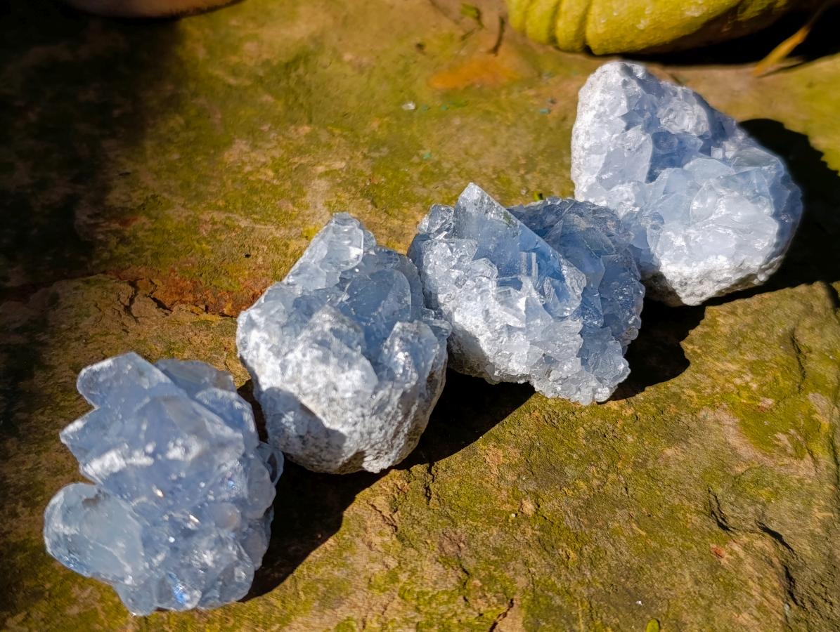 Natural Blue Celestite Specimens x 40 From Sakoany, Madagascar