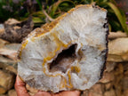 Polished One Side Lemur Island Agate Crystalline Geode x 1 From Nosy Varika, Madagascar