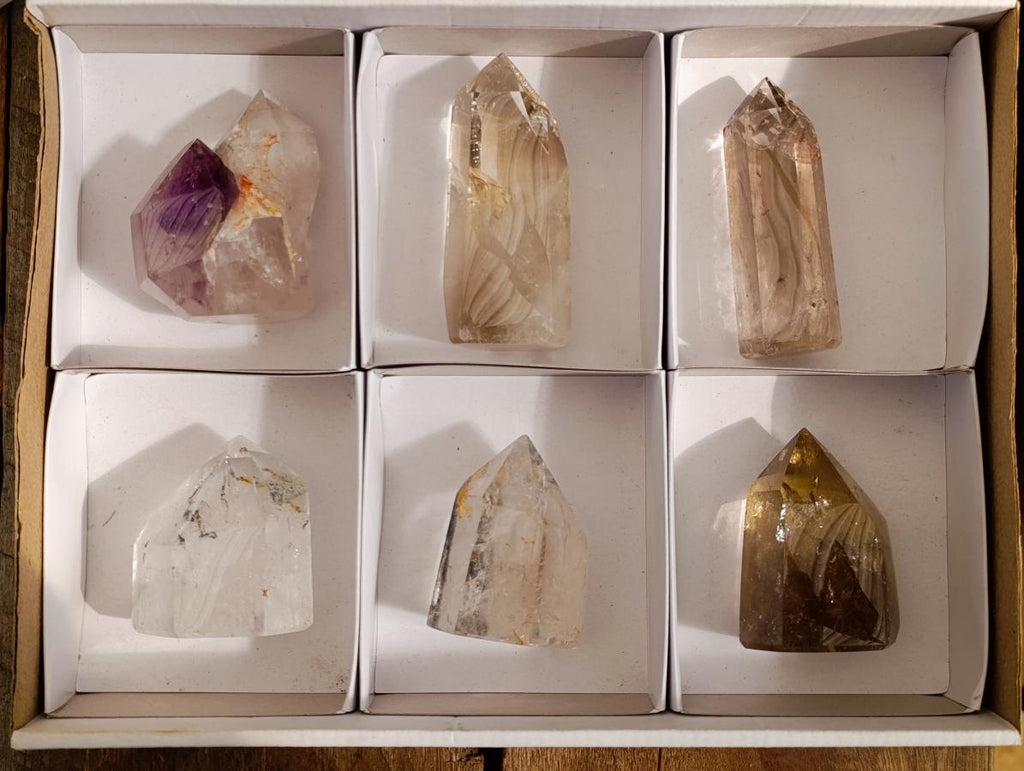 Polished Mix of Quartz Crystals x 6 From Madagascar