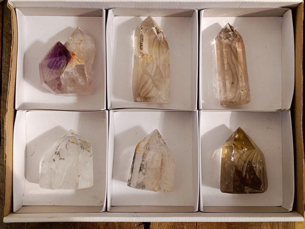 Polished Mix of Quartz Crystals x 6 From Madagascar