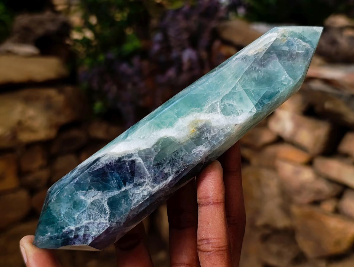 Polished Double Terminated Watermelon Fluorite Crystals x 6 From Uis, Namibia - Toprock Gemstones and Minerals 