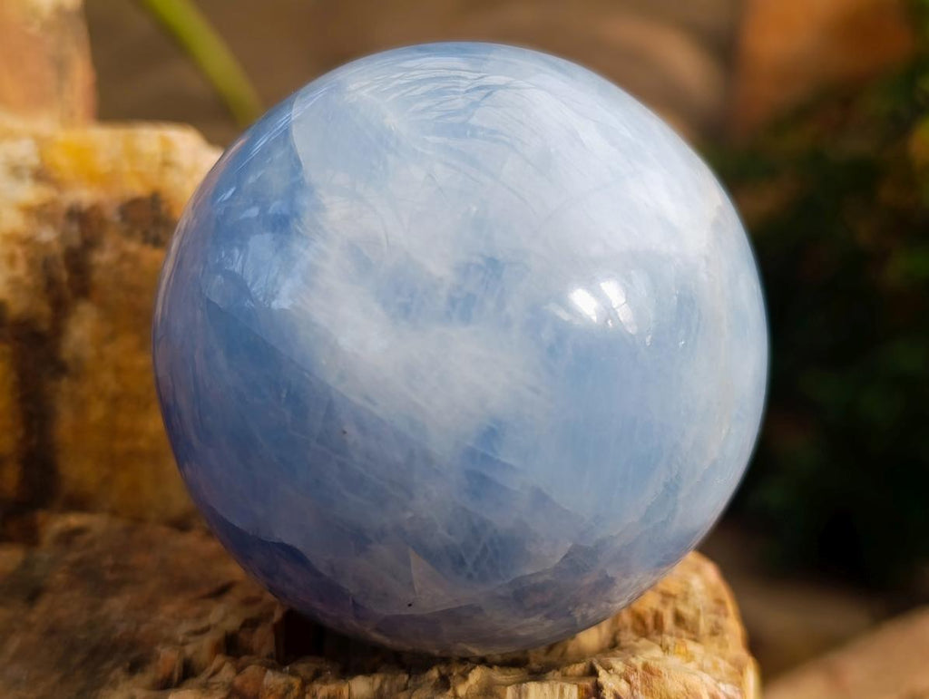 Polished Blue Calcite Spheres x 2 From Madagascar - Toprock Gemstones and Minerals 