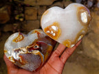 Polished Large Lemur Island Carnelian Agate Crystalline Hearts x 6 From Nosy Varika, Madagascar - Toprock Gemstones and Minerals 