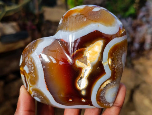 Polished Large Lemur Island Carnelian Agate Crystalline Hearts x 6 From Nosy Varika, Madagascar - Toprock Gemstones and Minerals 