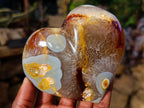 Polished Large Lemur Island Carnelian Agate Crystalline Hearts x 6 From Nosy Varika, Madagascar - Toprock Gemstones and Minerals 