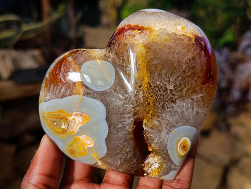 Polished Large Lemur Island Carnelian Agate Crystalline Hearts x 6 From Nosy Varika, Madagascar - Toprock Gemstones and Minerals 