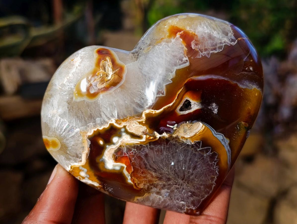 Polished Large Lemur Island Carnelian Agate Crystalline Hearts x 6 From Nosy Varika, Madagascar - Toprock Gemstones and Minerals 