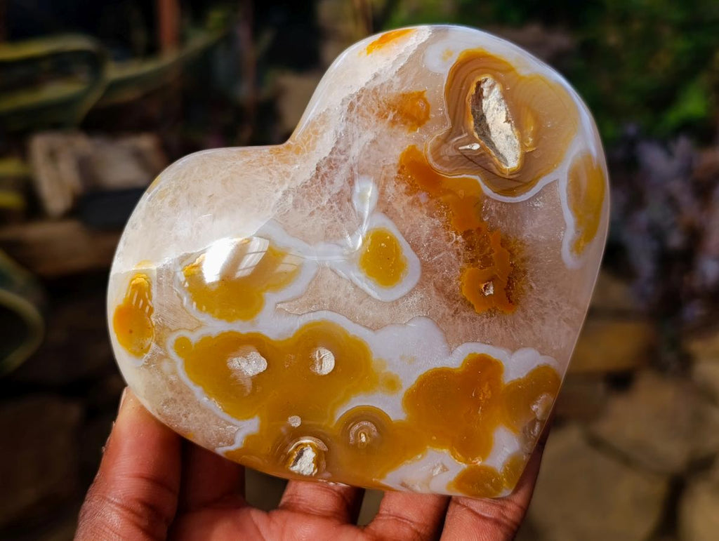 Polished Large Lemur Island Carnelian Agate Crystalline Hearts x 6 From Nosy Varika, Madagascar - Toprock Gemstones and Minerals 