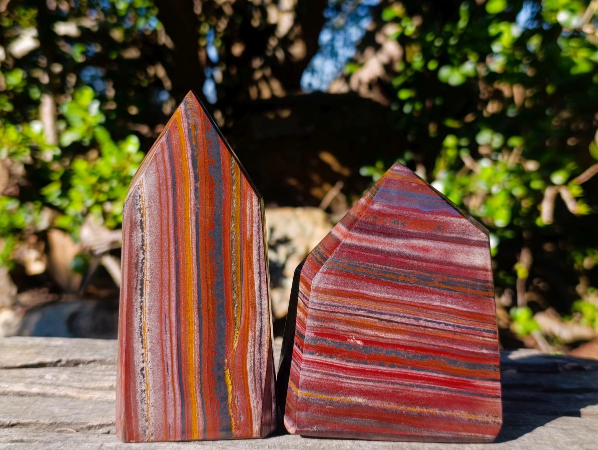 Polished Banded Tiger Iron Display Crystals x 2 From South Africa - Toprock Gemstones and Minerals 