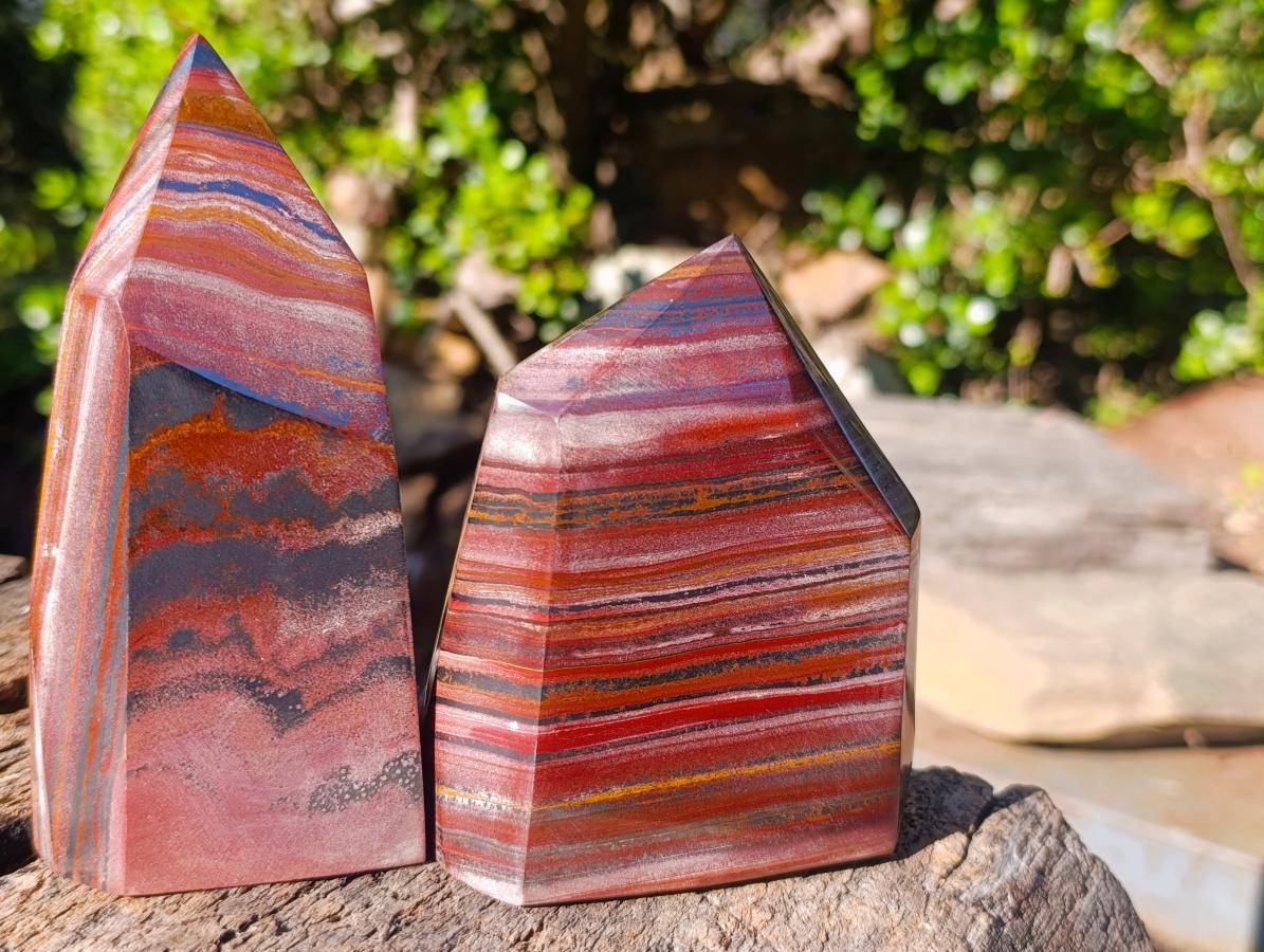 Polished Banded Tiger Iron Display Crystals x 2 From South Africa - Toprock Gemstones and Minerals 