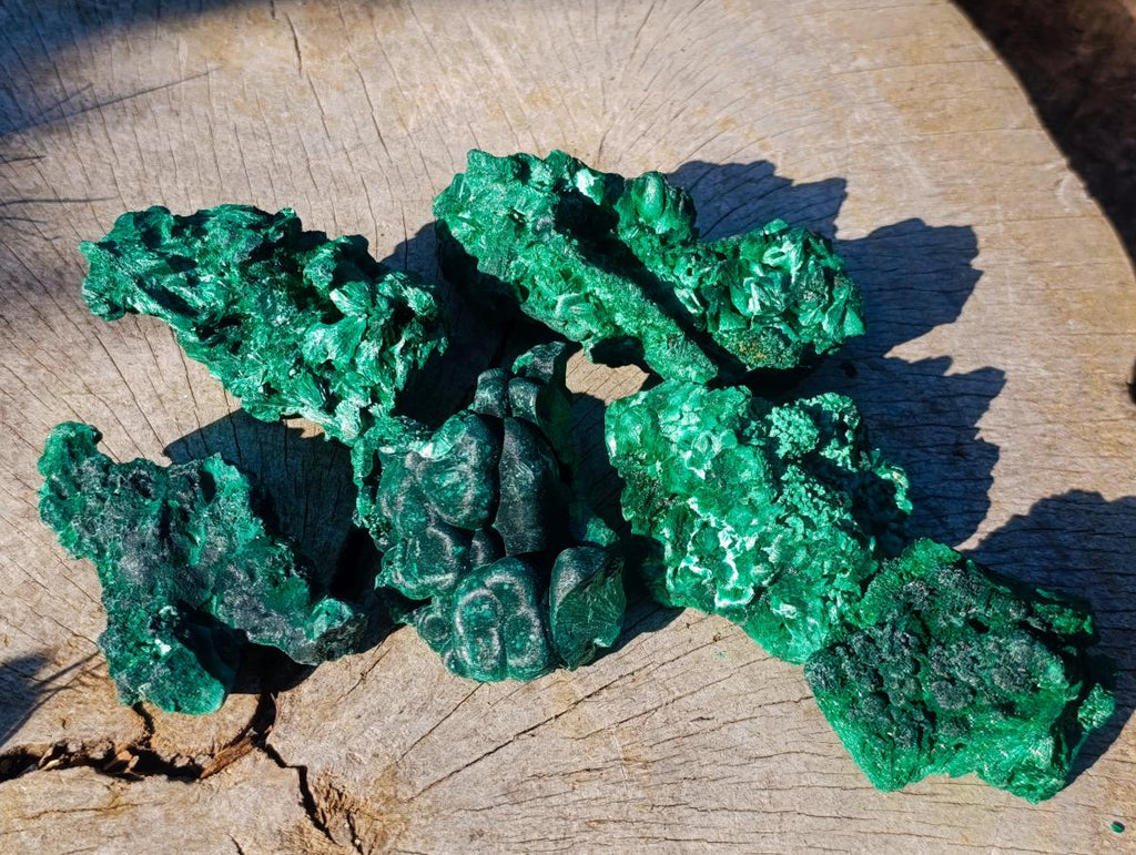 Natural Silky Malachite Specimens x 6 From Kasompe, Congo - Toprock Gemstones and Minerals 