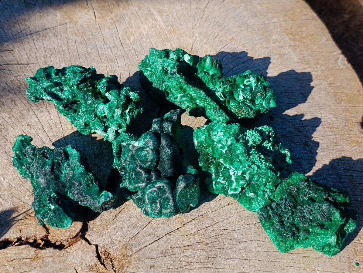 Natural Silky Malachite Specimens x 6 From Kasompe, Congo - Toprock Gemstones and Minerals 