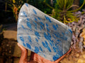 Polished Large Blue Spotted Spinel in Quartz Standing Display Leaf Sculptured Piece x 1 From Madagascar - Toprock Gemstones and Minerals 