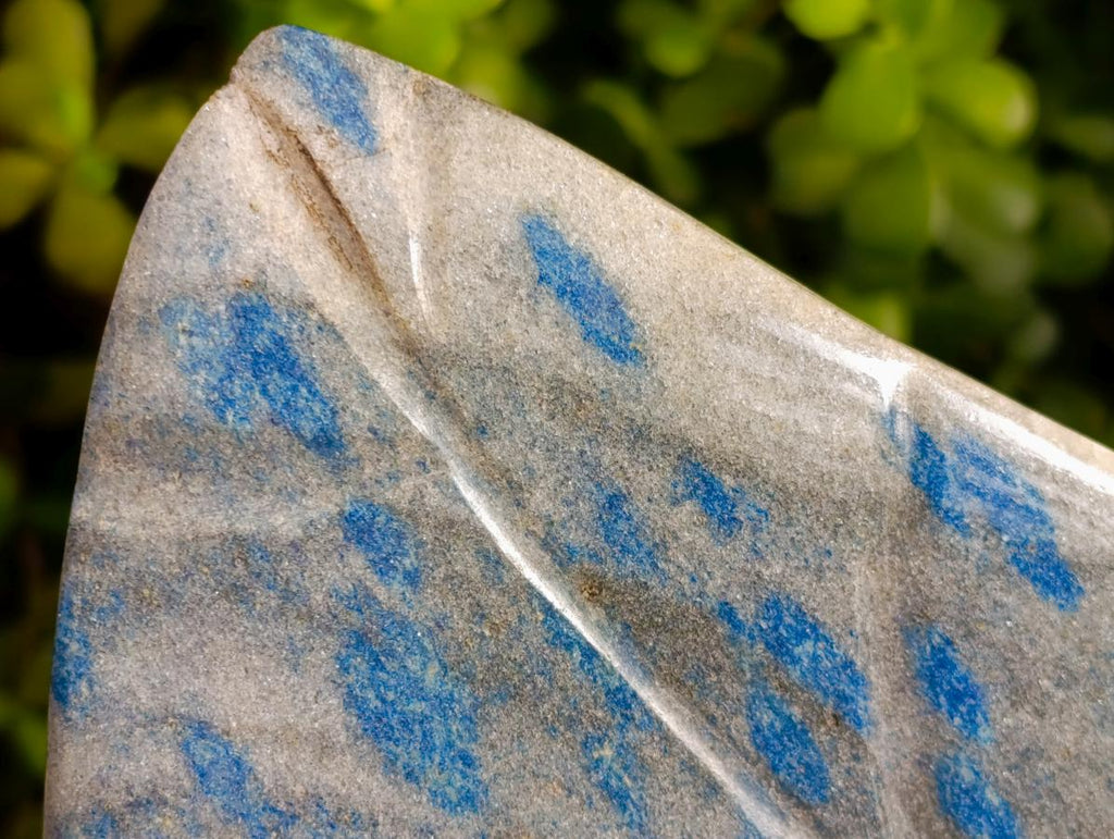 Polished Large Blue Spotted Spinel in Quartz Standing Display Leaf Sculptured Piece x 1 From Madagascar - Toprock Gemstones and Minerals 