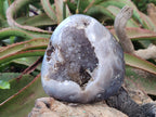 Polished One Side Banded Agates with Crystalline Geodes x 4 From Maintirano, Madagascar - Toprock Gemstones and Minerals 