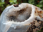 Polished One Side Banded Agates with Crystalline Geodes x 4 From Maintirano, Madagascar - Toprock Gemstones and Minerals 