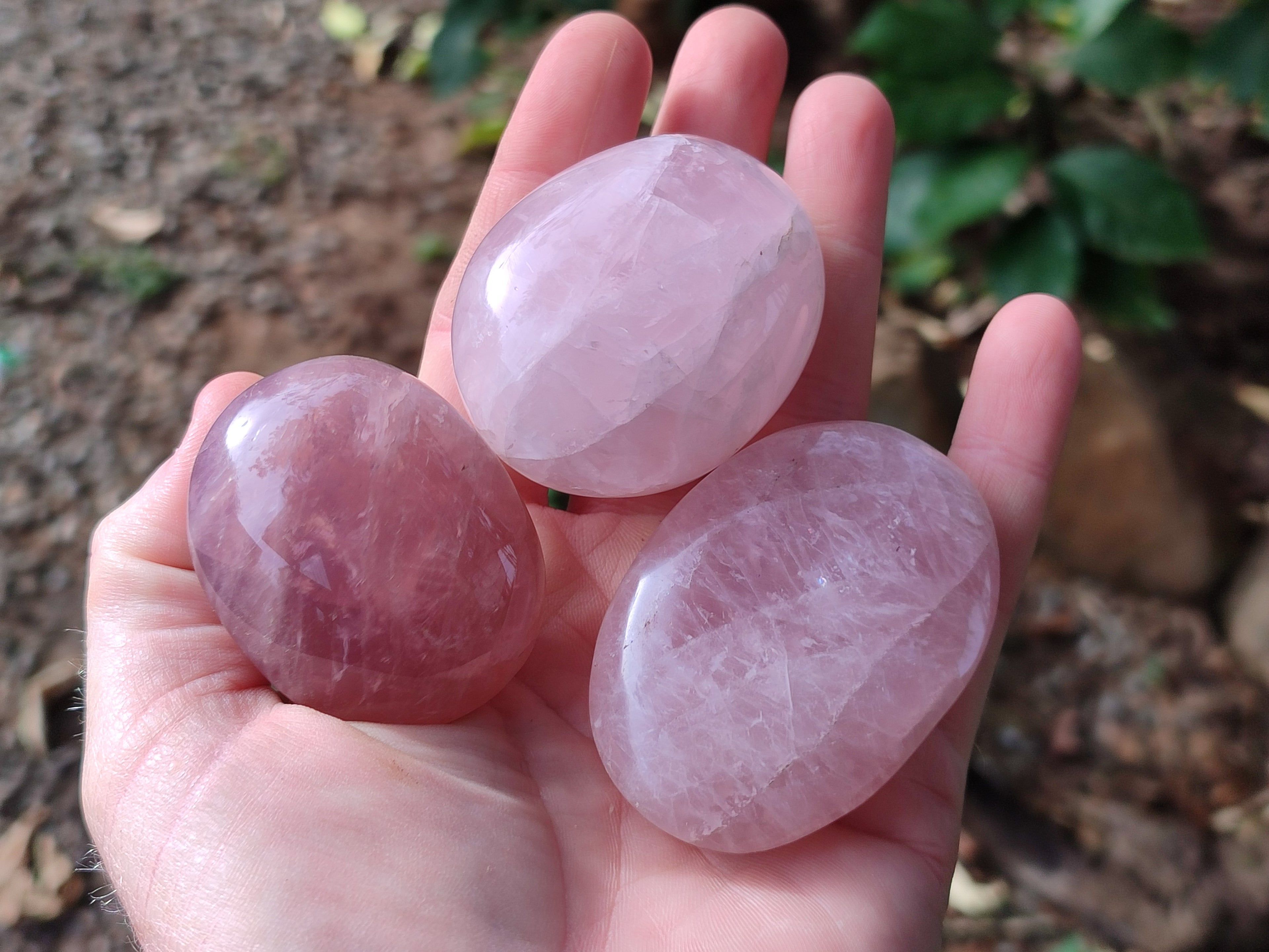 Polished Gemmy Rose Quartz Palm Stones x 24 From Madagascar - Toprock Gemstones and Minerals 