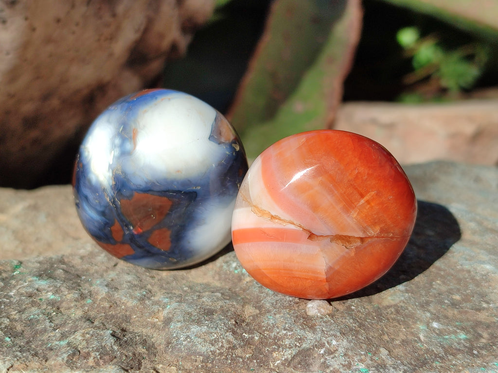 Polished Carnelian Agate Gemstone Galets x 35 From Madagascar - Toprock Gemstones and Minerals 