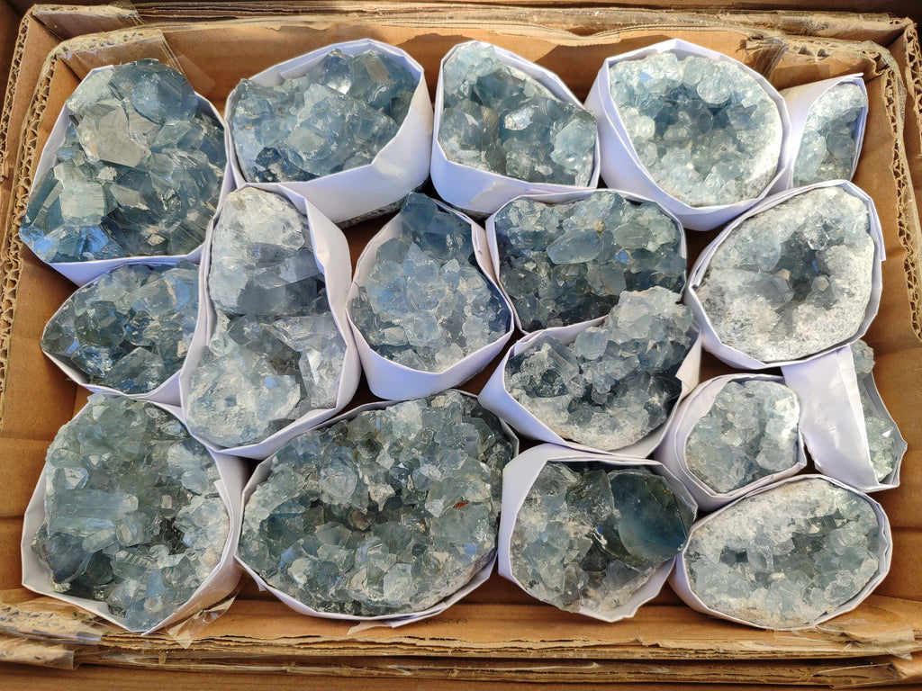 Natural Blue Celestite Specimens x 17 From Sakoany, Madagascar - Toprock Gemstones and Minerals 