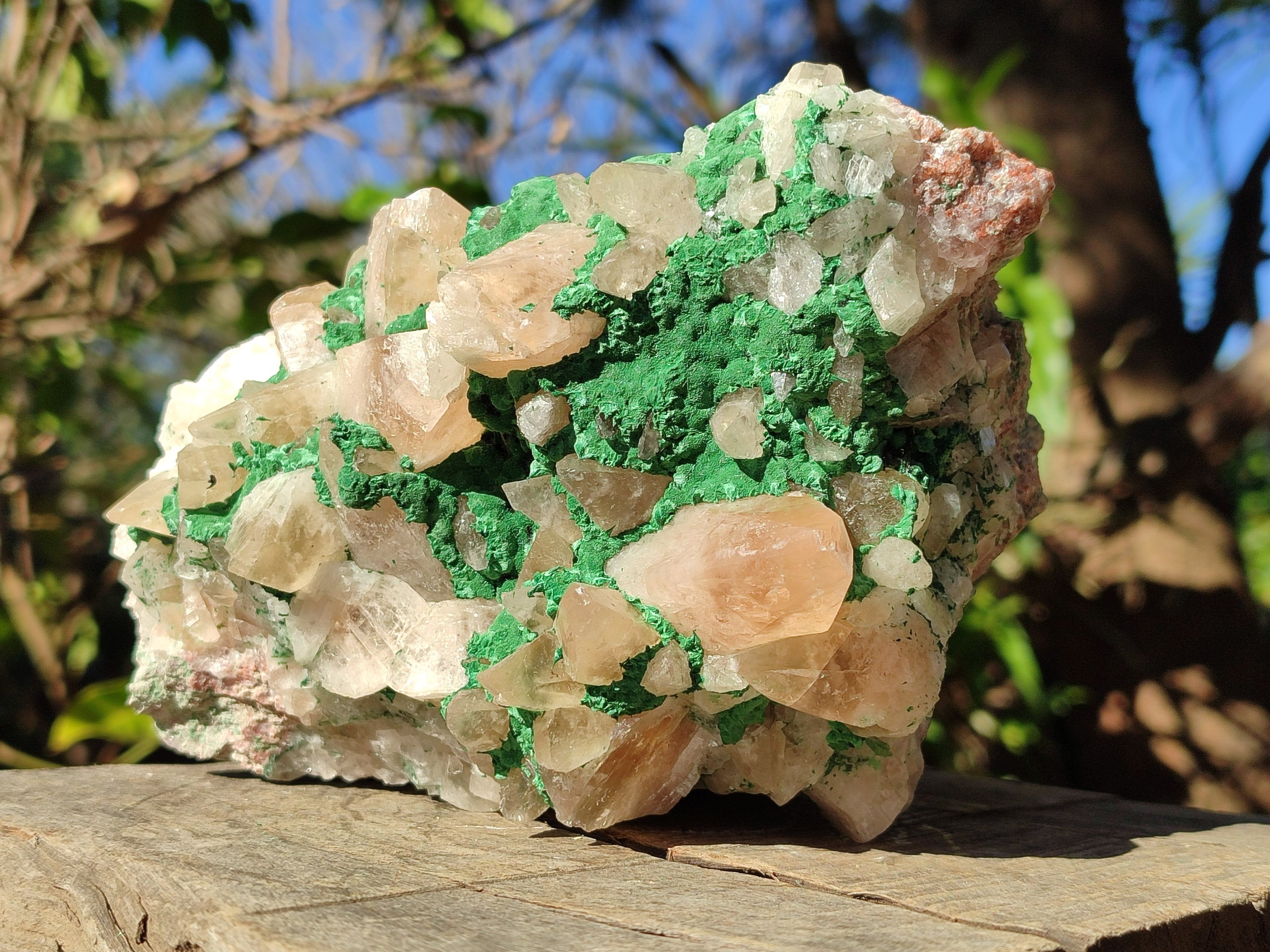 Natural Calcite Specimen with Kolwezite and Dogtooth Crystals on Pink Dolomite x 1 From Mashamba West Mine, Congo - Toprock Gemstones and Minerals 