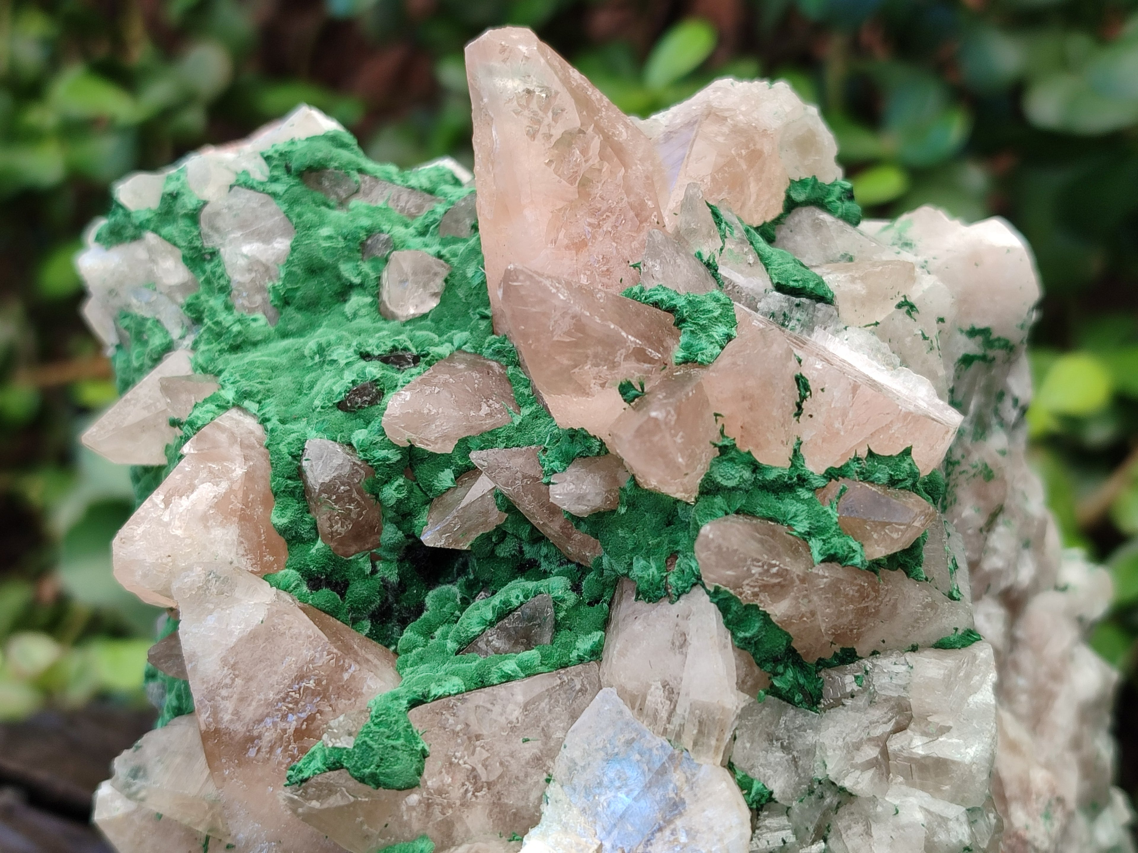 Natural Calcite Specimen with Kolwezite and Dogtooth Crystals on Pink Dolomite x 1 From Mashamba West Mine, Congo - Toprock Gemstones and Minerals 