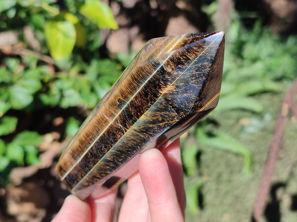 Polished Double Terminated Golden Tigers Eye Crystals x 4 From Prieska, South Africa - Toprock Gemstones and Minerals 